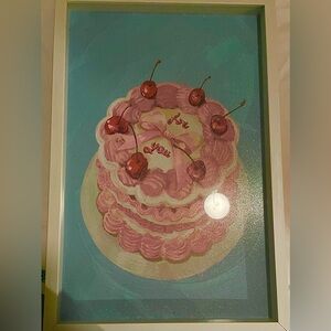 Pink Cake Art with Cherries